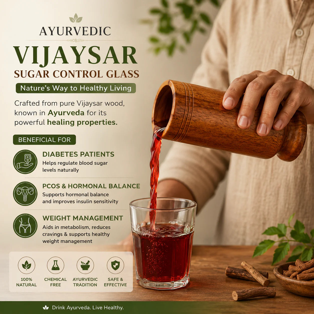 Ayurvedic Vijaysar Wood Sugar Control Glass