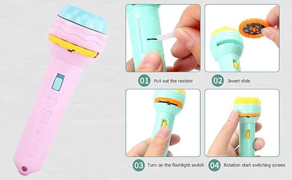 Kids Projector Torch – 50+ Animal, Vehicle, Number & Cartoon Slides Educational Toy
