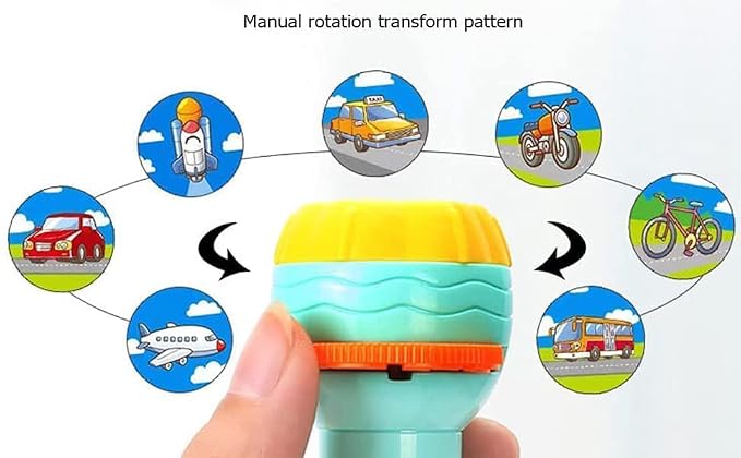 Kids Projector Torch – 50+ Animal, Vehicle, Number & Cartoon Slides Educational Toy