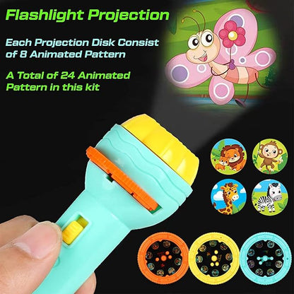 Kids Projector Torch – 50+ Animal, Vehicle, Number & Cartoon Slides Educational Toy