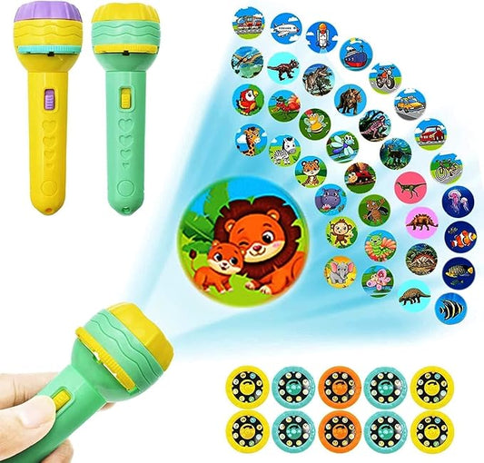Kids Projector Torch – 50+ Animal, Vehicle, Number & Cartoon Slides Educational Toy