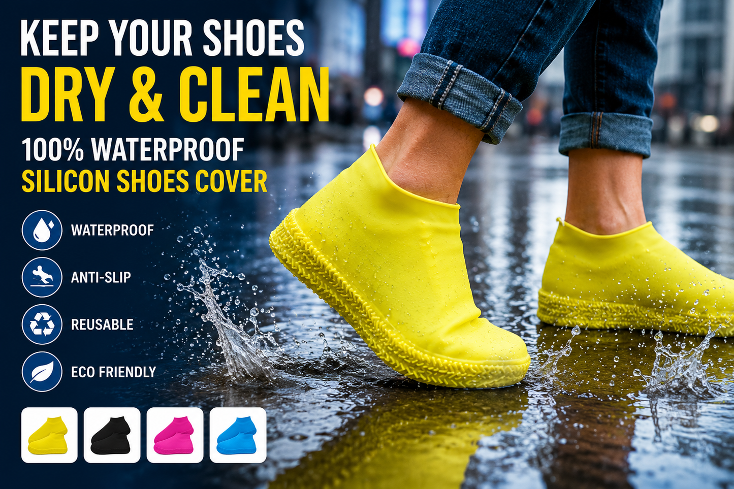 Waterproof Silicon Shoes Cover | Reusable Anti-Slip Rain Shoe Protector